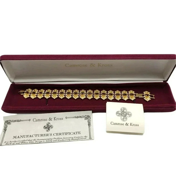 Camrose Kross JBK Orange Topaz Clear Rhinestone Bracelet COA New Chain Link - Picture 1 of 5